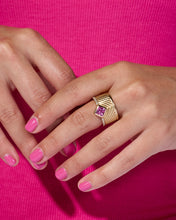 Load image into Gallery viewer, Spark Chevron Cigar Band Ring - Pink Sapphire