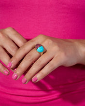 Load image into Gallery viewer, Found Cap Cocktail Ring - Turquoise & Pink Sapphire