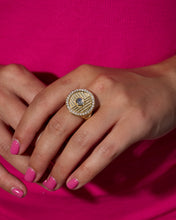 Load image into Gallery viewer, Found Ribbed Cocktail Ring - Rainbow Moonstone & Diamond