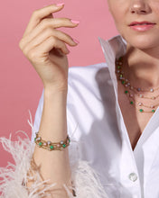 Load image into Gallery viewer, Found Cabochon Station Bracelet - Chrysoprase & Tsavorite