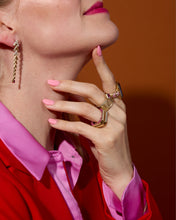 Load image into Gallery viewer, Spark Chevron Cigar Band Ring - Pink Sapphire