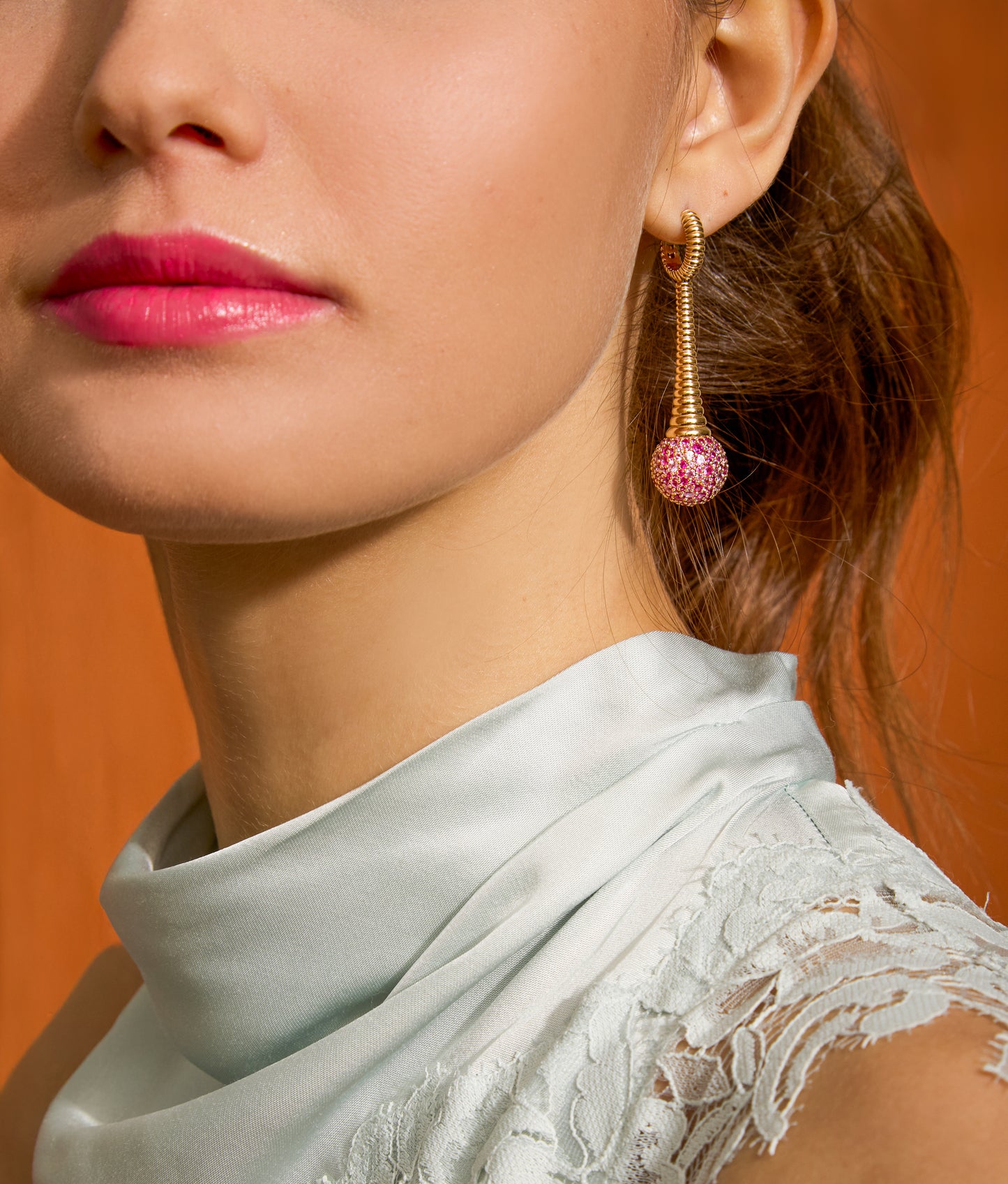 Revel Bobble Chandelier Earring - Pink Sapphire