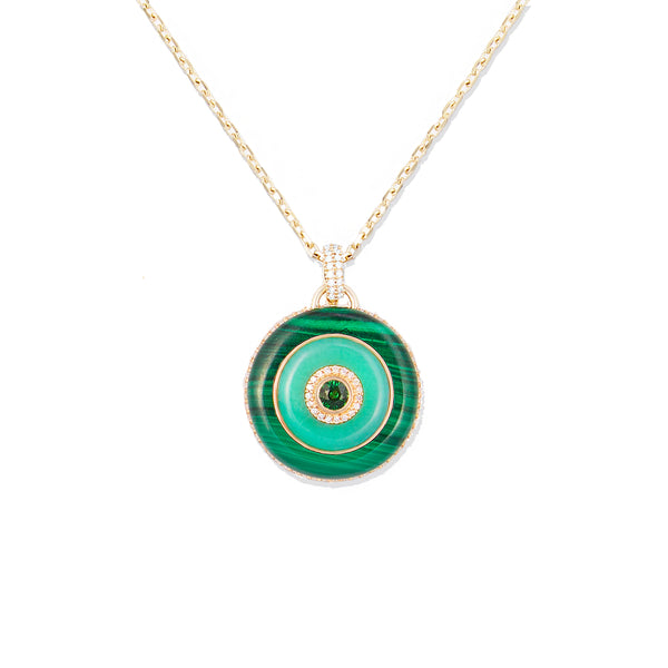 Evolve Stone Inlay Disk Pendant Necklace - Green