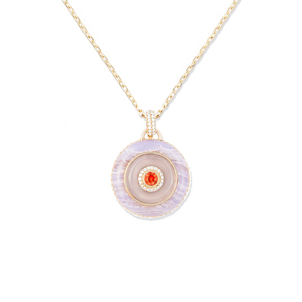 Evolve Stone Inlay Disk Pendant Necklace - Purple/Orange