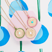 Load image into Gallery viewer, Found Large Disk Pendant - Pink Sapphire & Turquoise