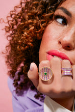 Load image into Gallery viewer, Revel Large Dimensional Ring - Tsavorite, Amethyst, Rhodolite Garnet & Pink Sapphire