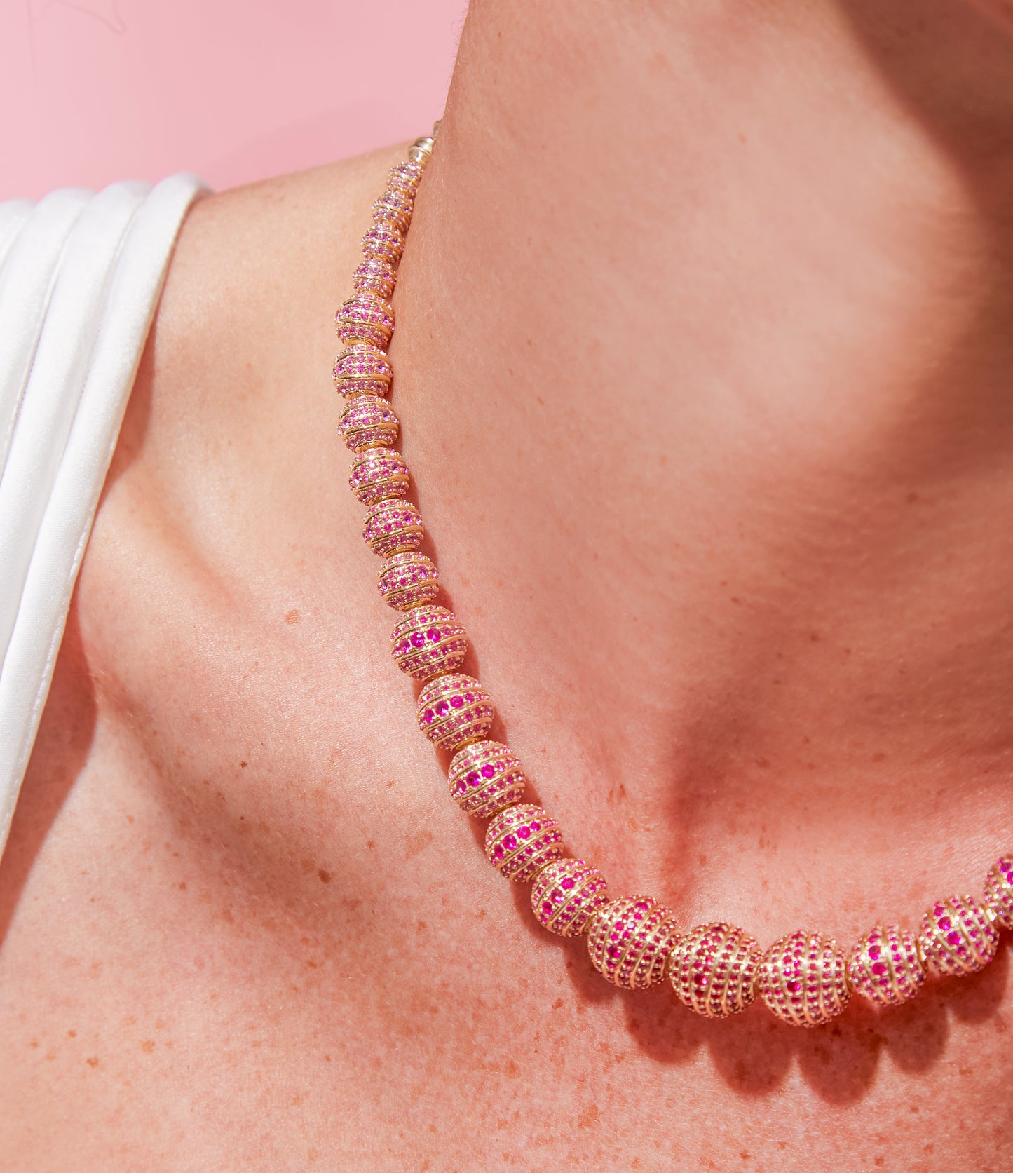 Revel Large Bead Necklace - Ruby & Pink Sapphire