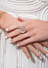 Load image into Gallery viewer, Revel Large Dimensional Ring - Tsavorite, Amethyst, Rhodolite Garnet & Pink Sapphire