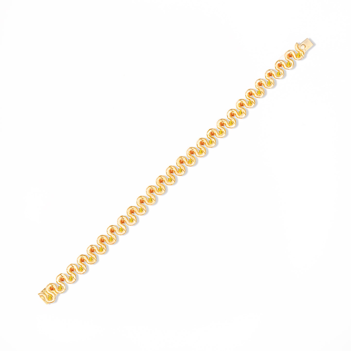 Found Squiggle Bracelet - Orange & Yellow Sapphire