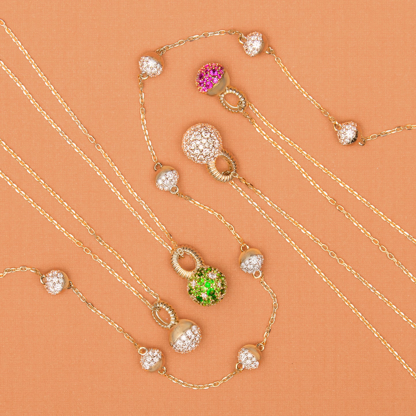 Revel Small Bobble Charm Necklace - Diamond