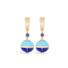 Load image into Gallery viewer, Revel Inlay Bobble Earring - Lapis, Turquoise, Blue Sapphire & Diamond