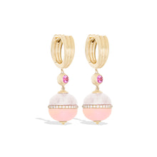 Load image into Gallery viewer, Revel Inlay Bobble Earring - Rainbow Moonstone, Pink Opal, Pink Sapphire & Diamond