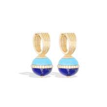 Load image into Gallery viewer, Revel Inlay Bobble Huggie - Lapis, Turquoise & Diamond