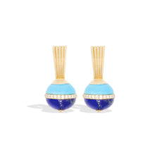 Load image into Gallery viewer, Revel Inlay Bobble Huggie - Lapis, Turquoise & Diamond