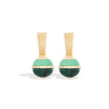 Load image into Gallery viewer, Revel Inlay Bobble Huggie - Malachite, Chrysoprase & Diamond