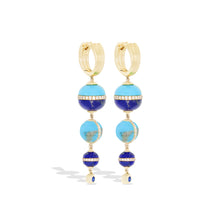 Load image into Gallery viewer, Revel Inlay Bobble Chandelier Earring - Lapis, Turquoise, Blue Sapphire & Diamond