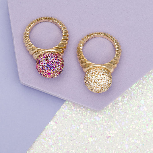 Revel Bobble Cocktail Ring - Tsavorite, Amethyst, Rhodolite Garnet & Pink Sapphire