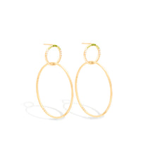 Load image into Gallery viewer, Crew Half Moon Double Hoop Earrings - Tsavorite & Diamond