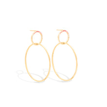 Load image into Gallery viewer, Crew Half Moon Double Hoop Earrings - Pink Sapphire & Diamond