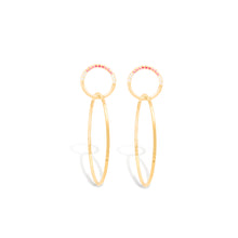 Load image into Gallery viewer, Crew Half Moon Double Hoop Earrings - Pink Sapphire & Diamond