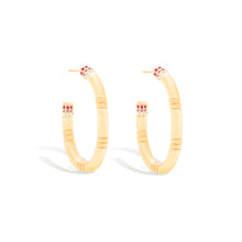 Load image into Gallery viewer, Crew Large Oval Hoop Earring - Pink Sapphire & Diamond