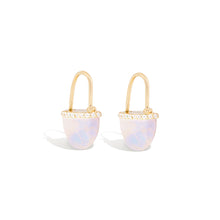Load image into Gallery viewer, Found Cap Huggie Earring - Rainbow Moonstone & Diamond