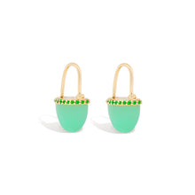 Load image into Gallery viewer, Found Cap Huggie Earring - Chrysoprase & Tsavorite