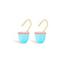 Load image into Gallery viewer, Found Cap Huggie Earring - Turquoise & Pink Sapphire