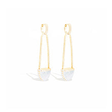 Load image into Gallery viewer, Found Cap Chandelier Earring with Stone - Moonstone & Diamond