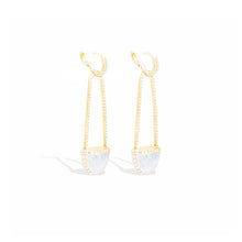 Load image into Gallery viewer, Found Cap Chandelier Earring with Stone - Moonstone & Diamond