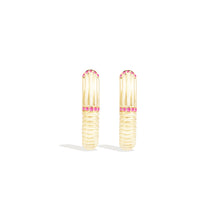 Load image into Gallery viewer, Found Ribbed Oval Hoop Earring - Pink Sapphire