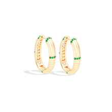 Load image into Gallery viewer, Found Ribbed Oval Hoop Earring - Tsavorite