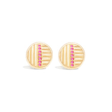 Load image into Gallery viewer, Found Ribbed Stud Earring - Pink Sapphire