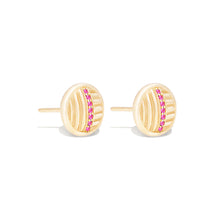 Load image into Gallery viewer, Found Ribbed Stud Earring - Pink Sapphire