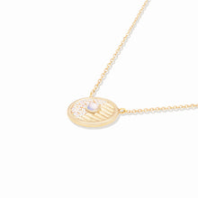 Load image into Gallery viewer, Found Small Disk Pendant Necklace - White Diamond & Moonstone