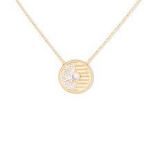 Load image into Gallery viewer, Found Small Disk Pendant Necklace - White Diamond & Moonstone