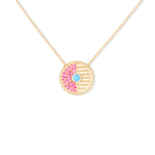 Load image into Gallery viewer, Found Small Disk Pendant Necklace - Pink Sapphire & Turquoise