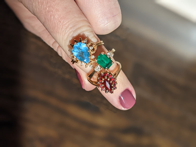 These are her original rings we disassembled and used in her custom piece.