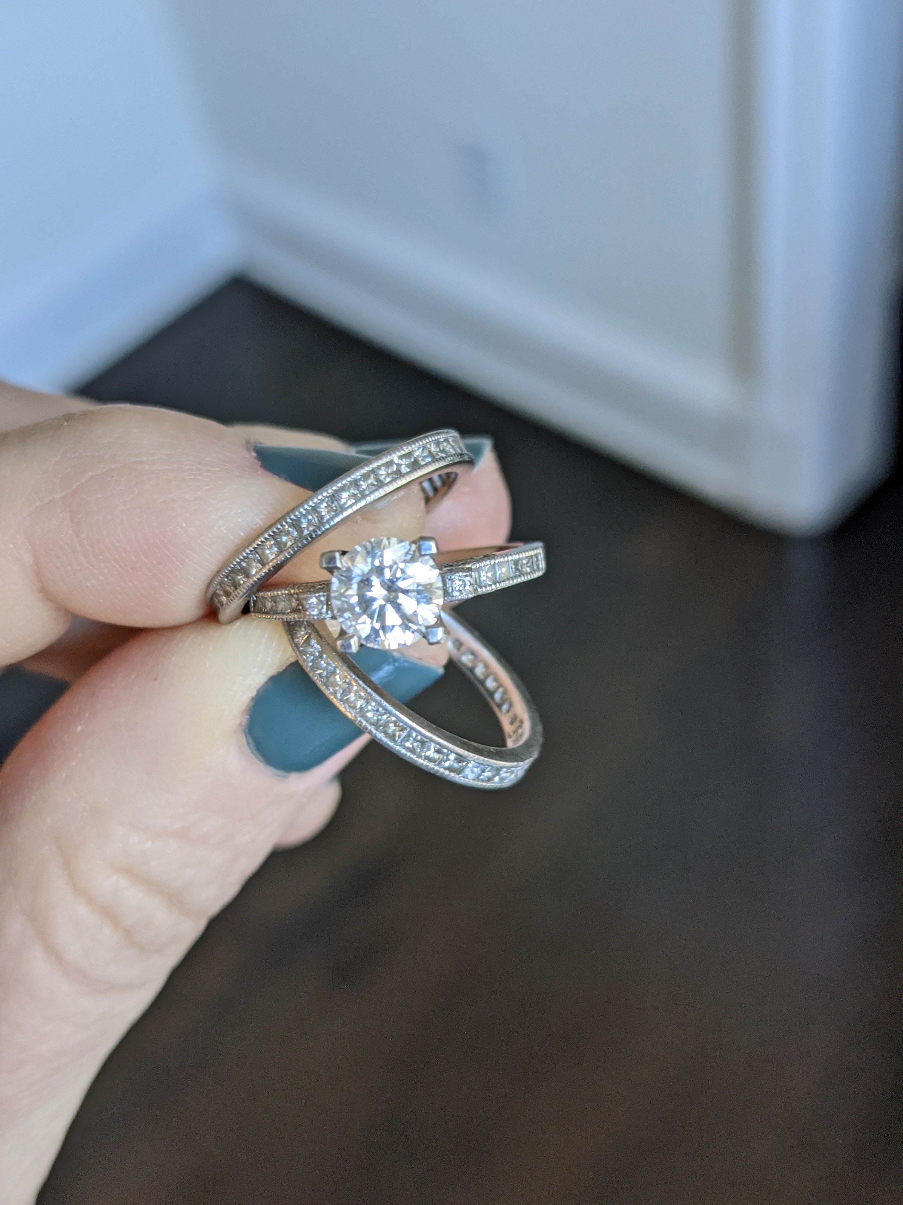 Her original engagement & wedding ring set
