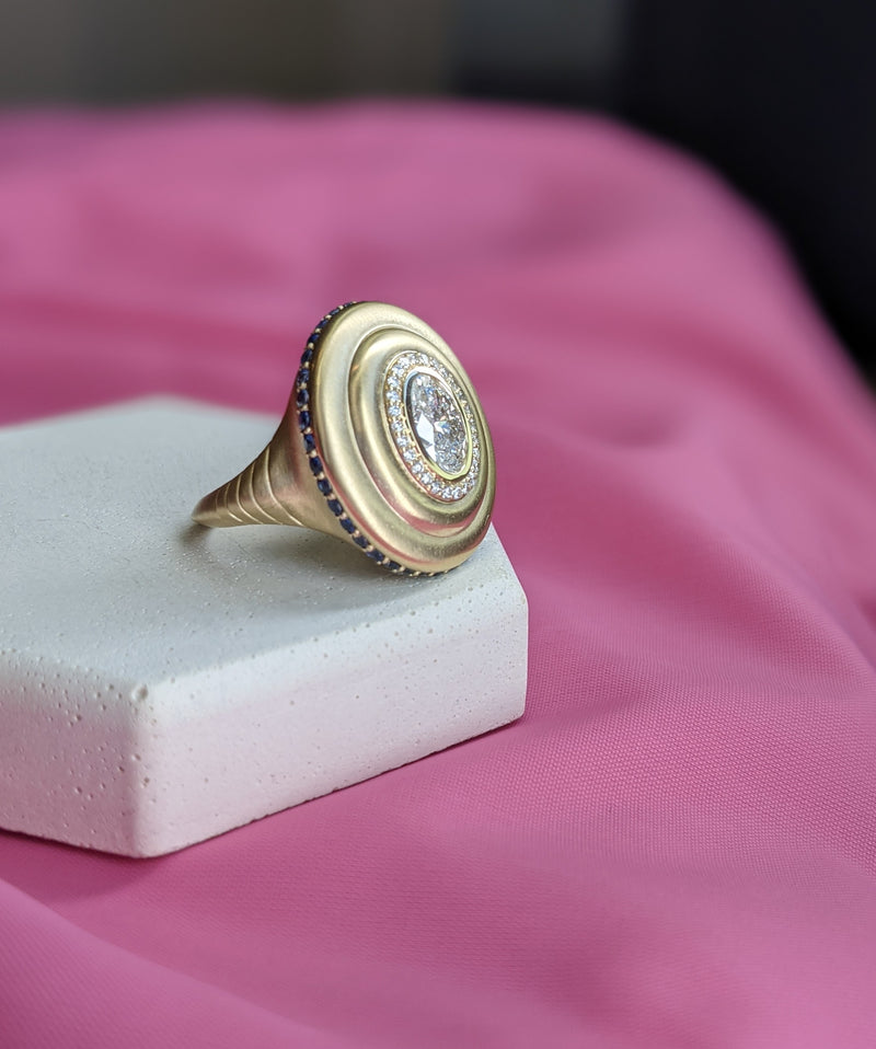 A family heirloom diamond designed into an elegant cocktail ring