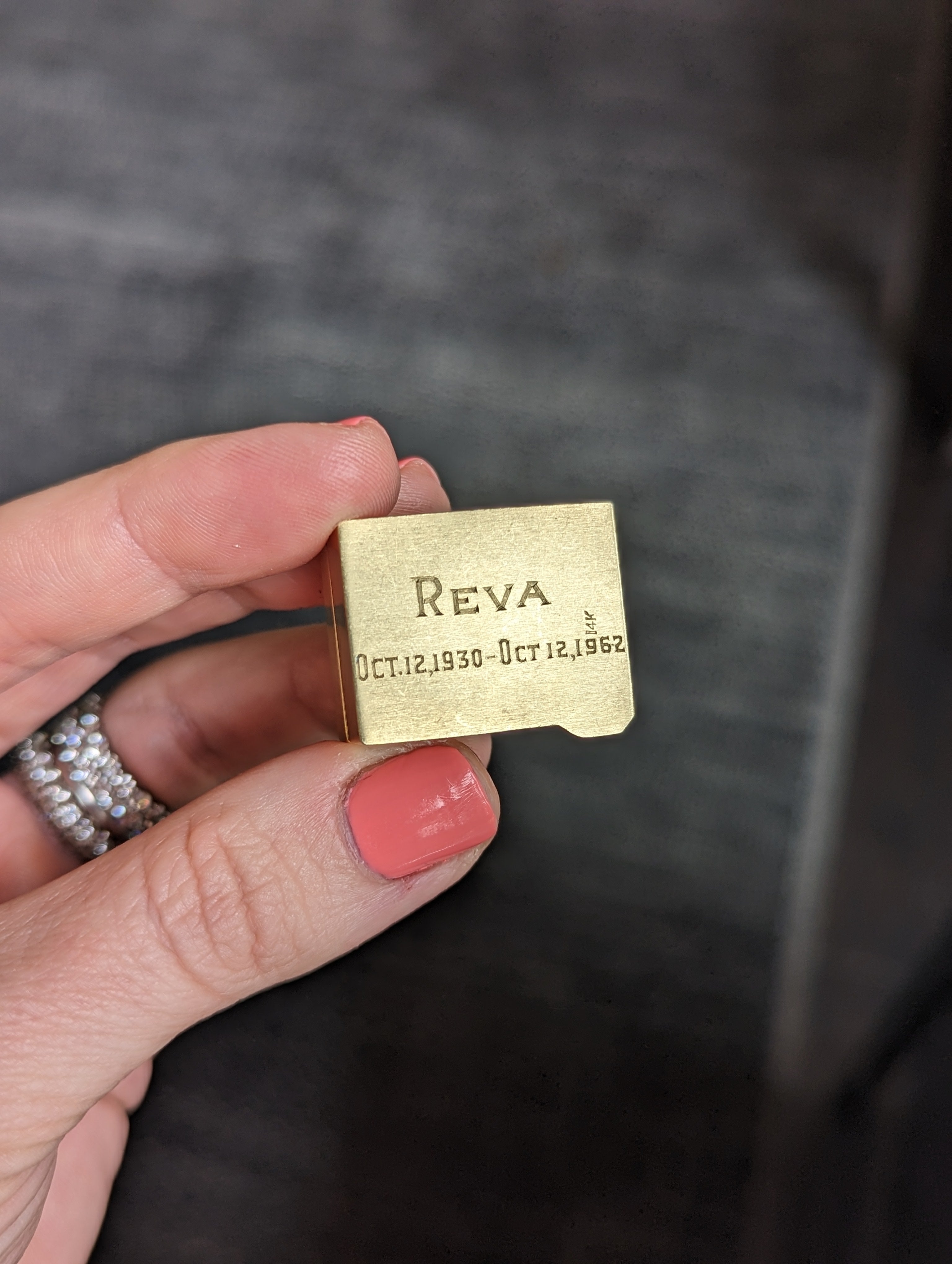 The engraving on the original pill box