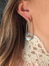 Load image into Gallery viewer, Found Cap Chandelier Earring with Stone - Moonstone & Diamond