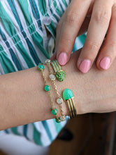 Load image into Gallery viewer, Found Cabochon Station Bracelet - Chrysoprase & Tsavorite