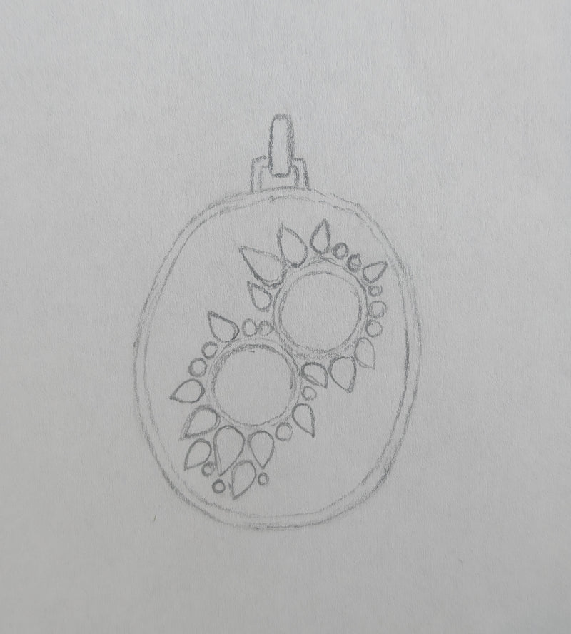 One of three designs we sketched & the one she chose for her pendant.