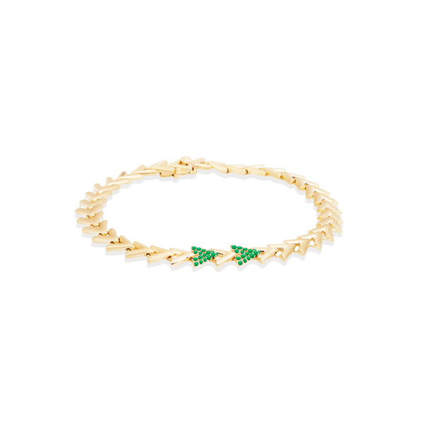 Spark Chevron Link Bracelet - Emerald