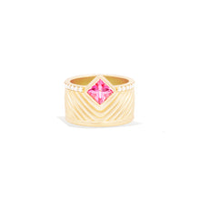 Load image into Gallery viewer, Spark Chevron Cigar Band Ring - Pink Sapphire