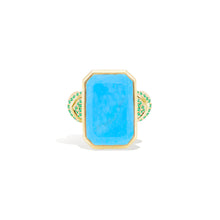 Load image into Gallery viewer, Spark Chevron Emerald Cut Cocktail Ring - Turquoise & Emerald