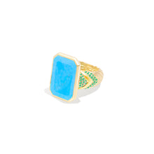 Load image into Gallery viewer, Spark Chevron Emerald Cut Cocktail Ring - Turquoise & Emerald
