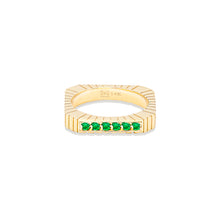 Load image into Gallery viewer, Spark Etched Stacking Band Ring - Emerald