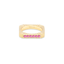 Load image into Gallery viewer, Spark Etched Stacking Band Ring - Pink Sapphire